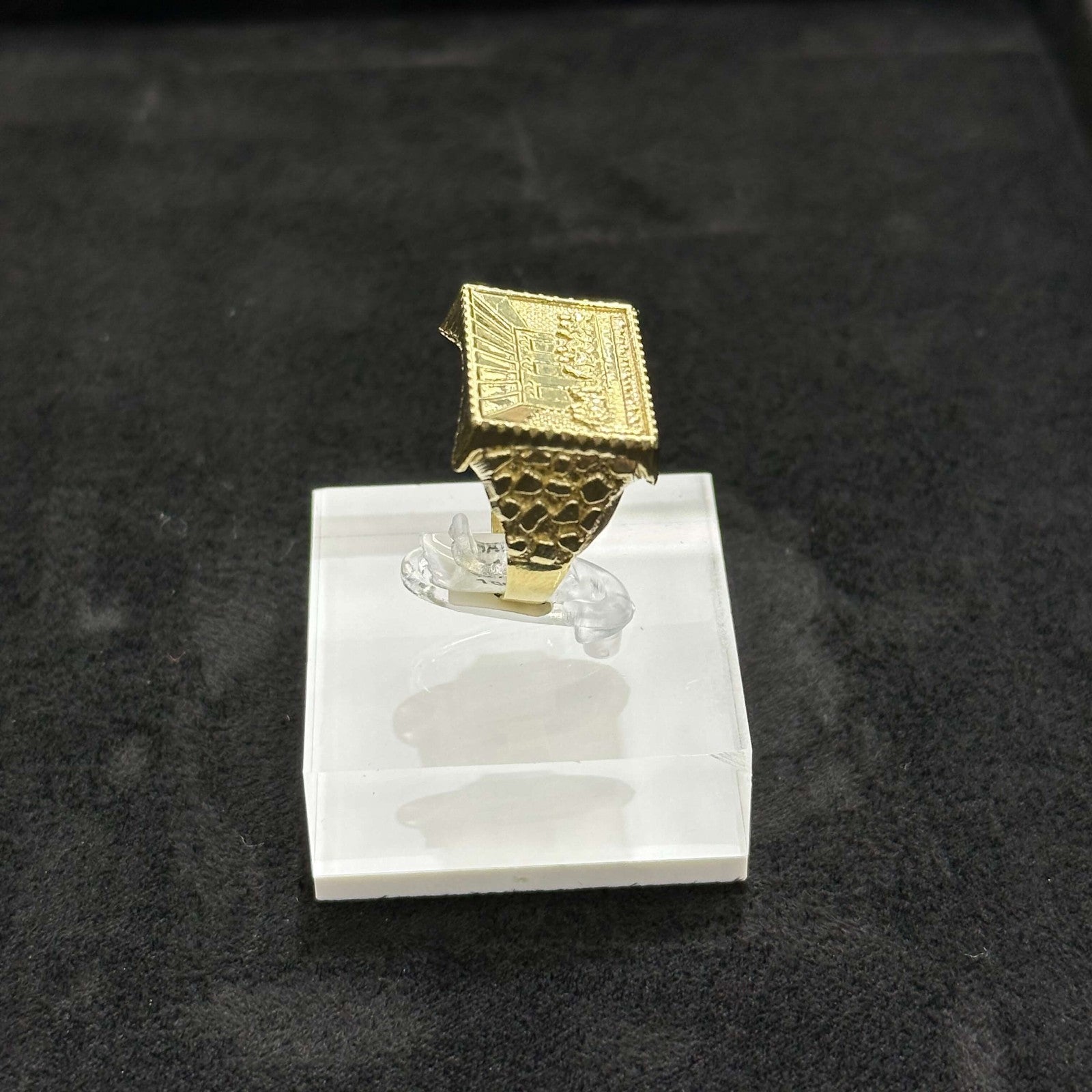 10k Gold Square Last Supper Ring Man Woman ANY SIZE