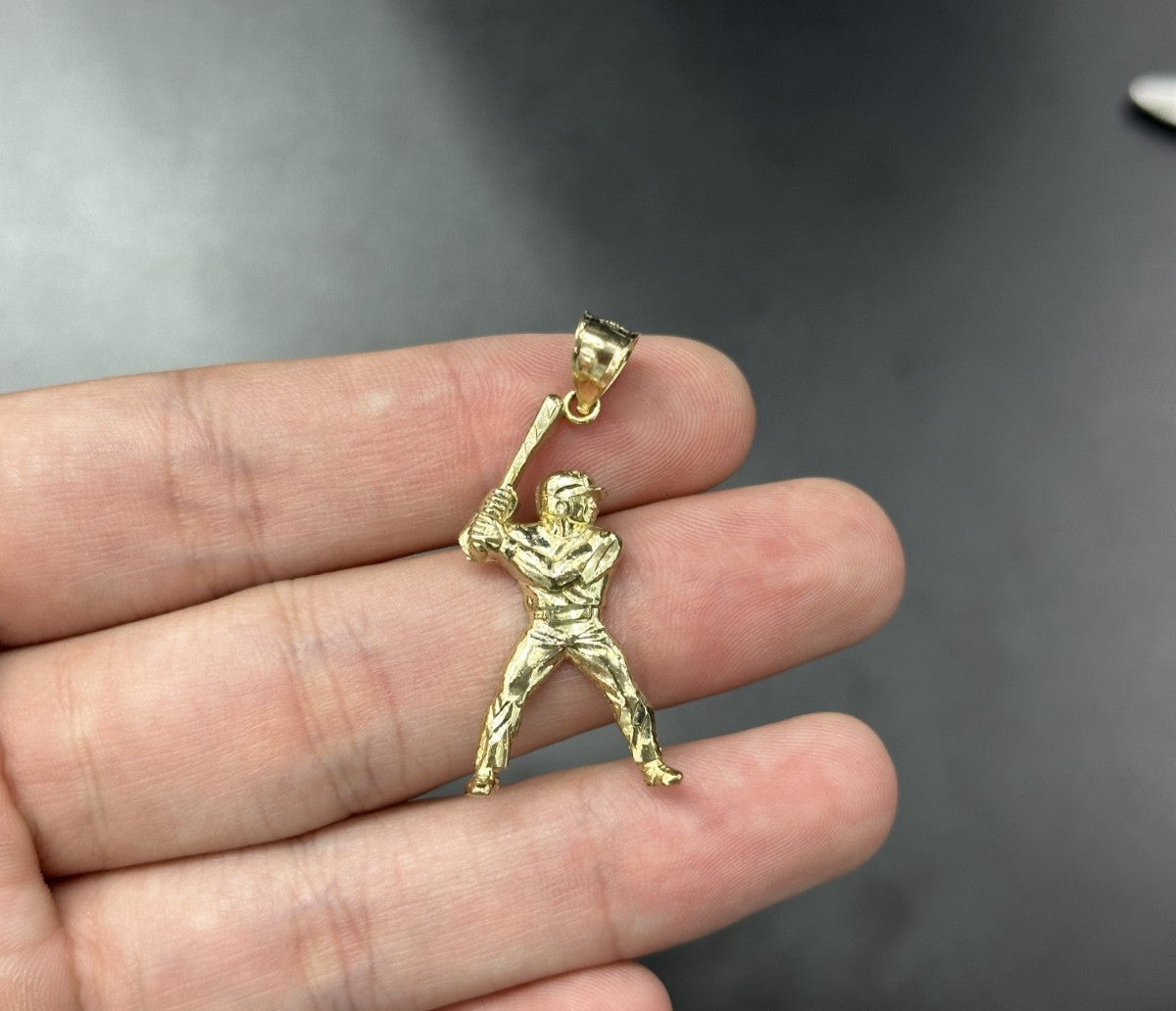 10KT Real Yellow Gold Baseball Charm Pendant  Male