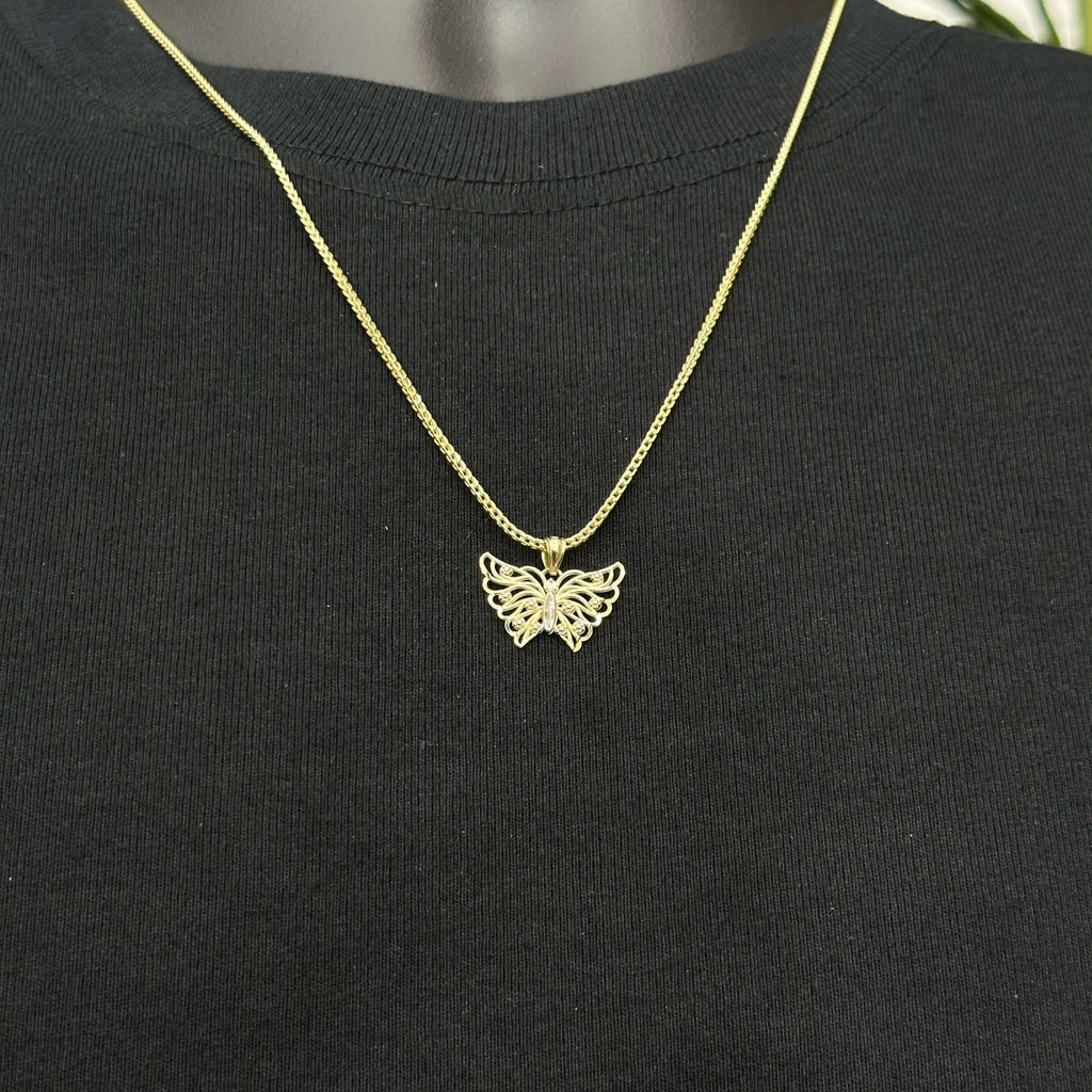 10k Real Gold Butterfly Charm Pendant Female Kids Small Size Cute