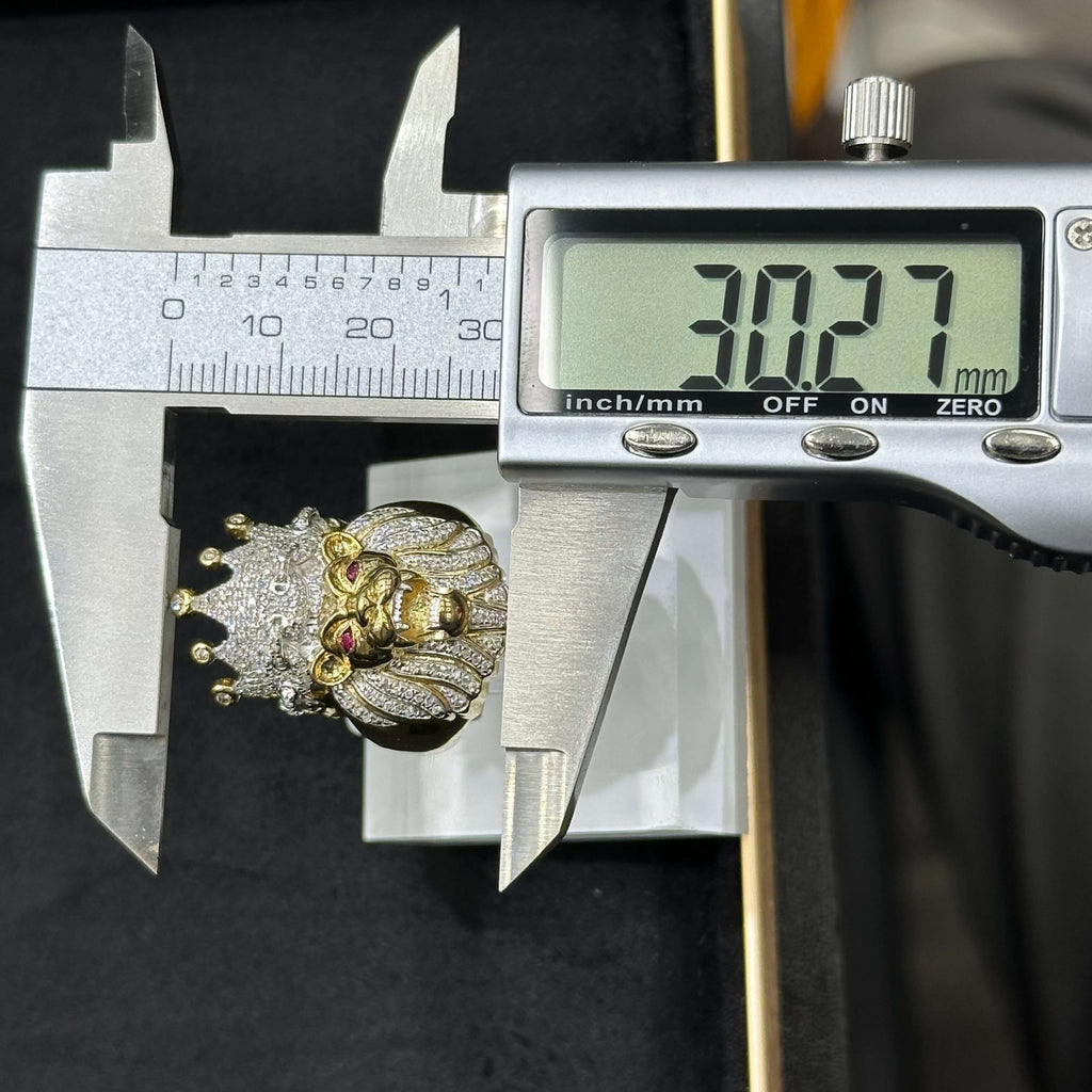 Natural Diamond Leon Head Ring 10k Gold Ring Man 0.5 ctw