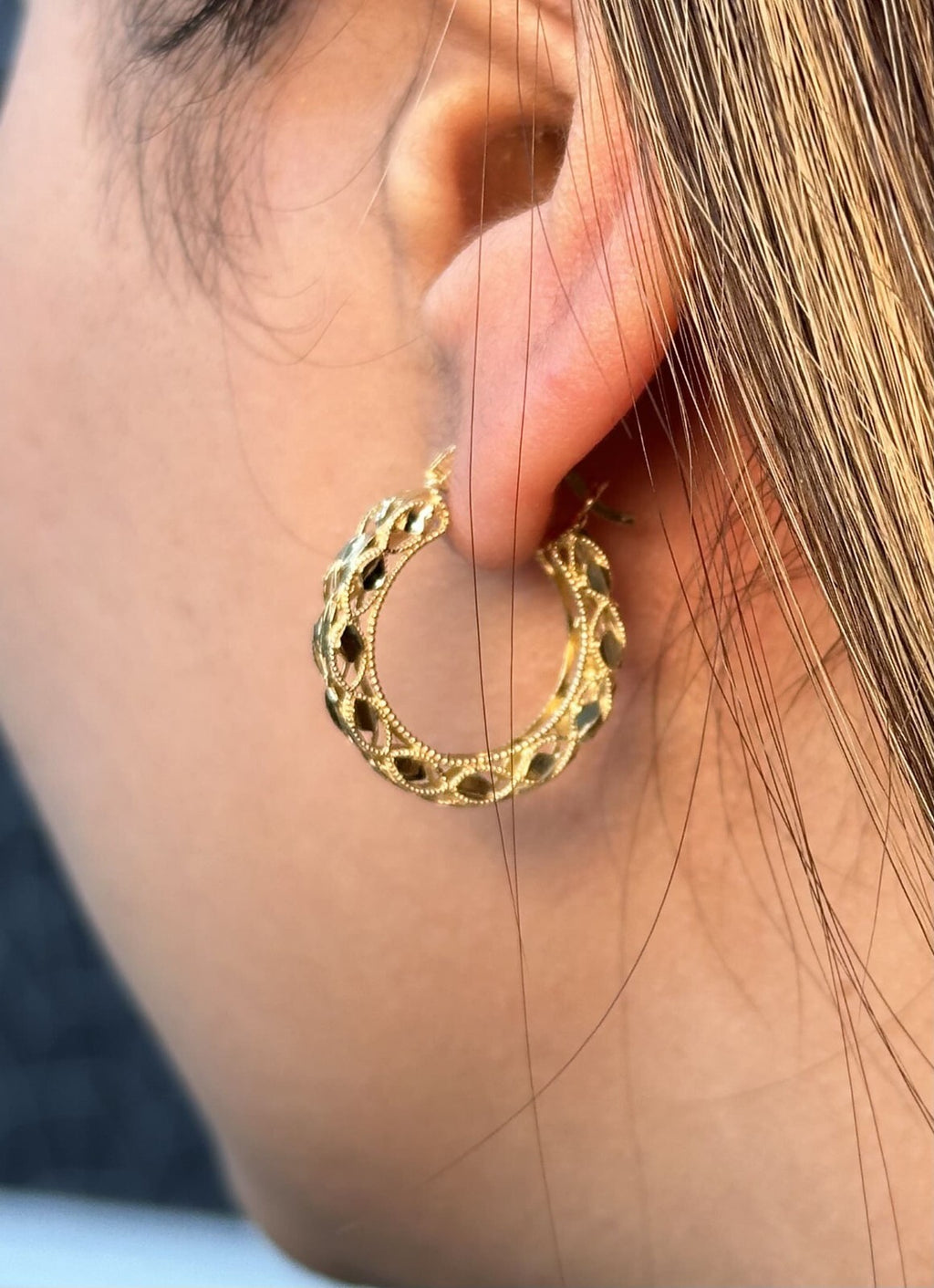 Fancy Turkish Earrings for Woman 10k Yellow Gold