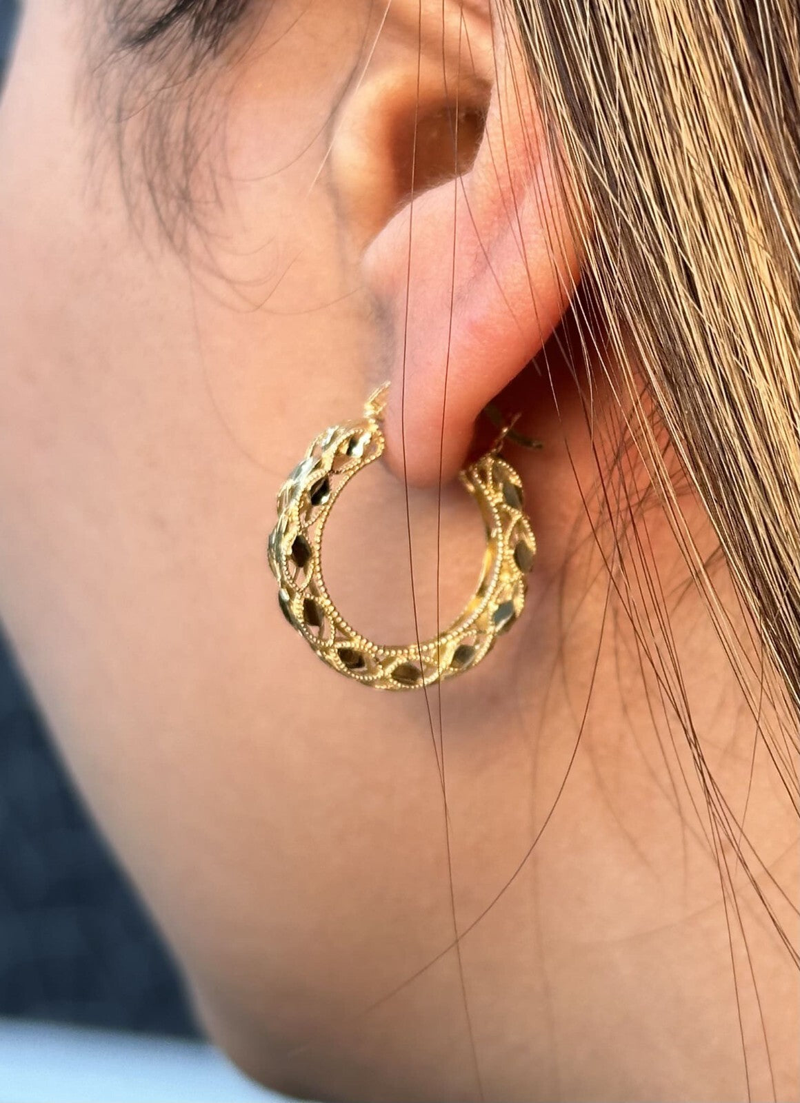 Fancy Turkish Earrings for Woman 10k Yellow Gold