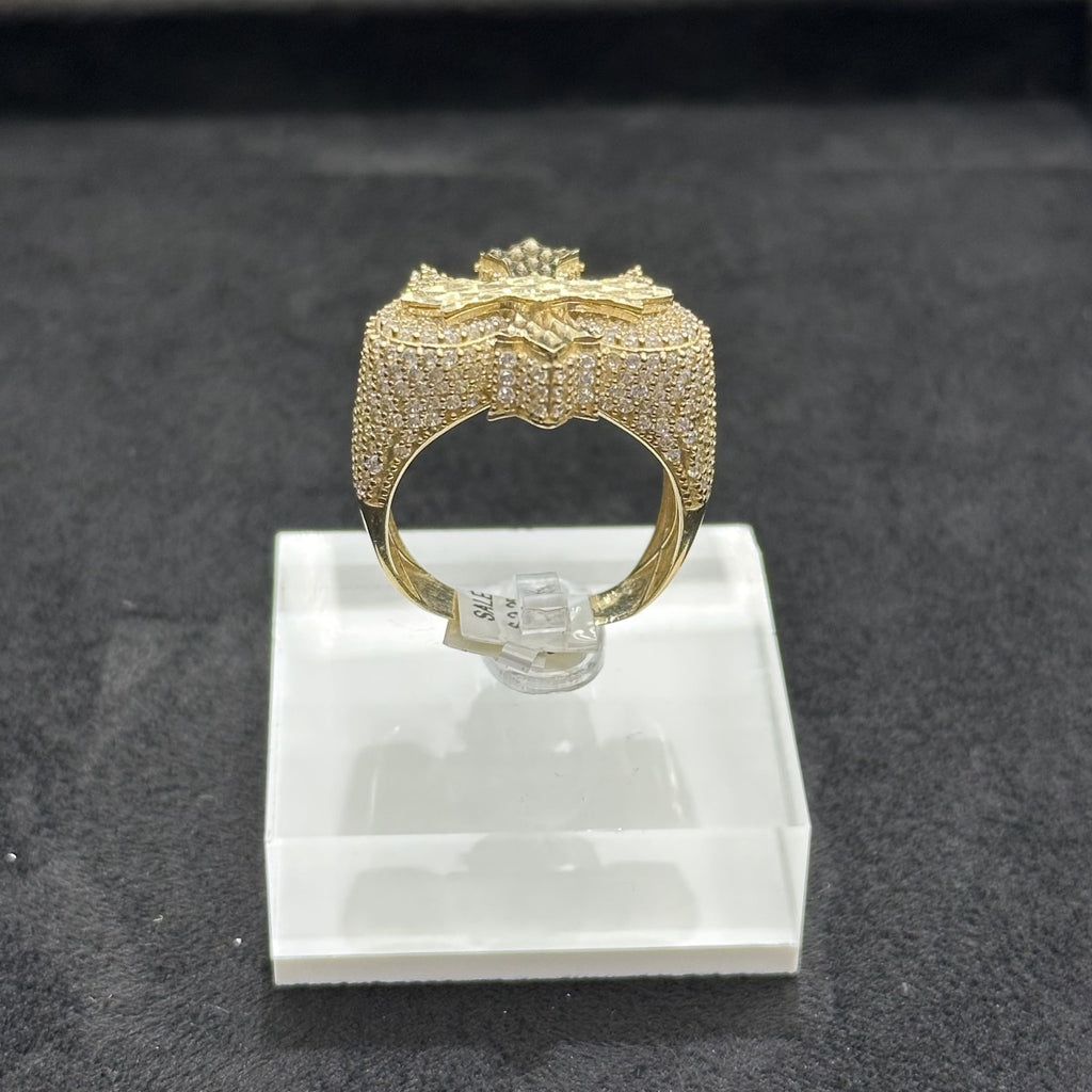 10k Cross With Wings Ring Angel CZ stones Man Female