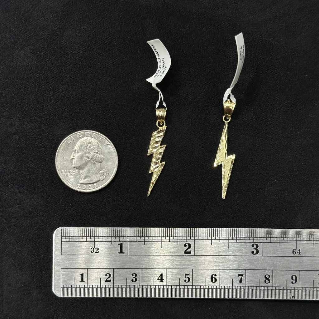 Gold Lightning Storm Charm 10k Real Yellow Gold Polish