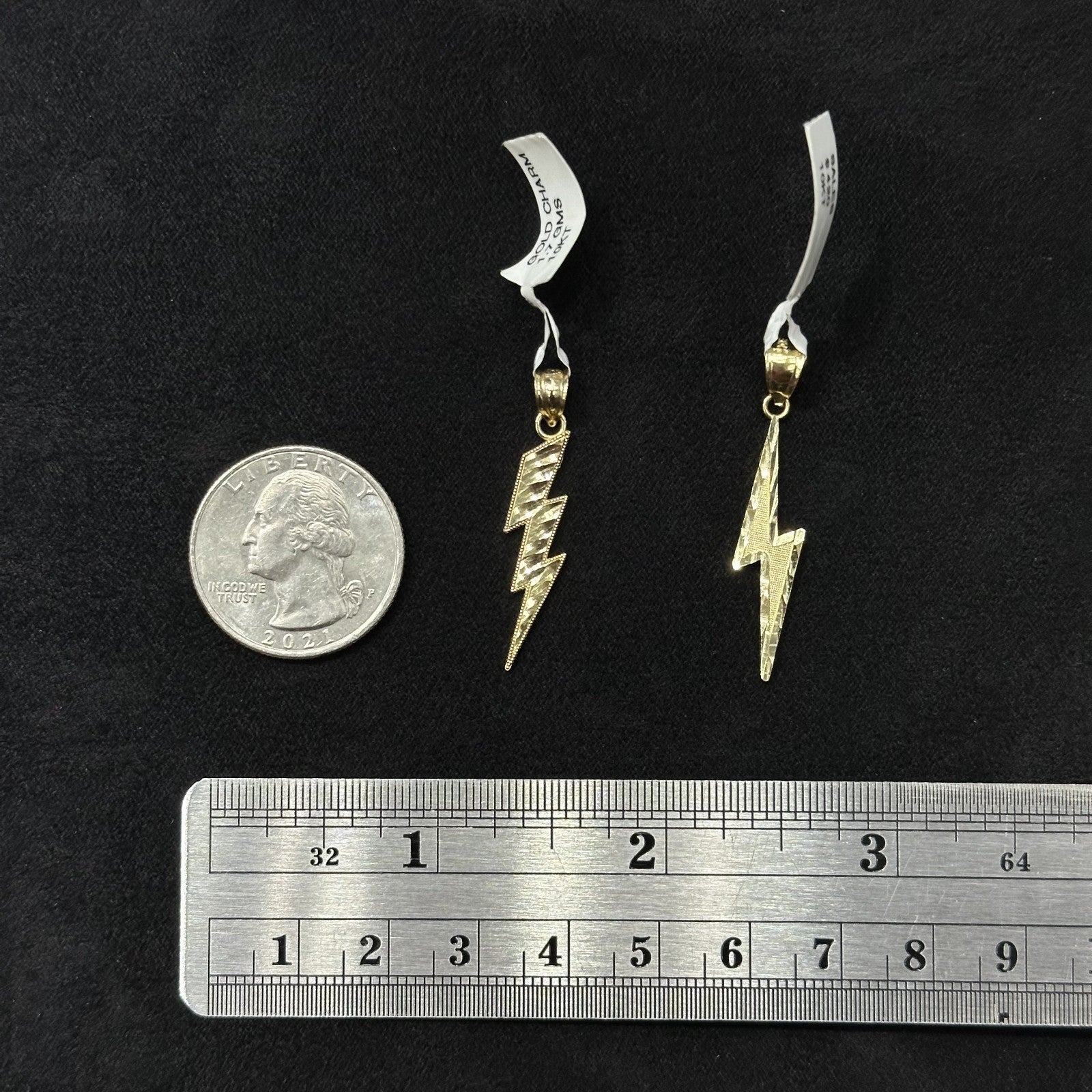 Gold Lightning Storm Charm 10k Real Yellow Gold Polish