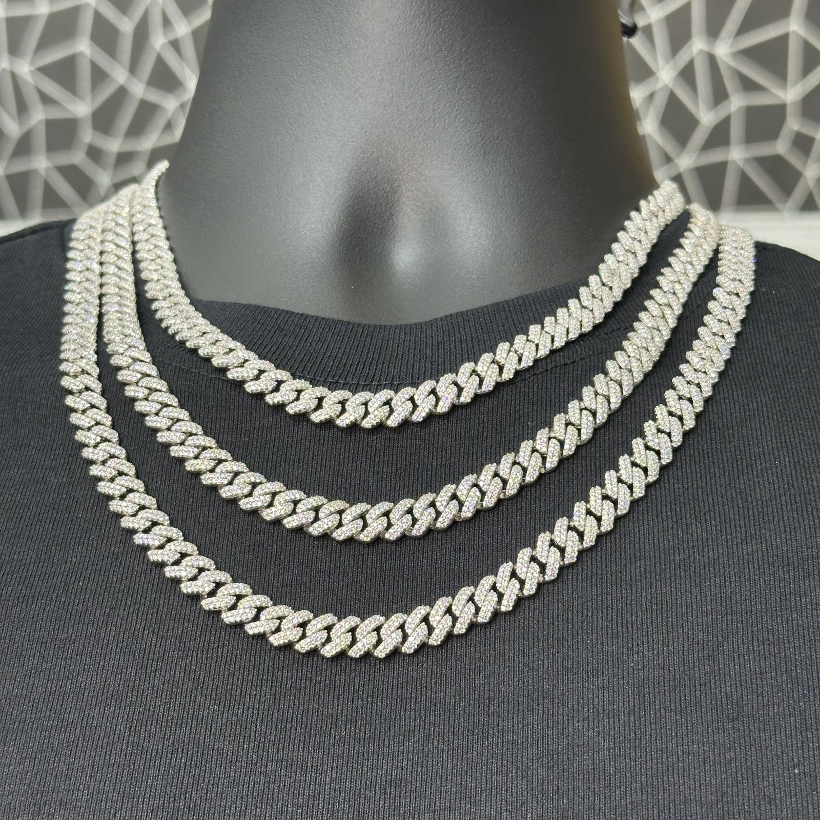 MOISSANITE Real Miami Cuban Link 8MM Chain Iced Hip Hop 925 Silver Necklace