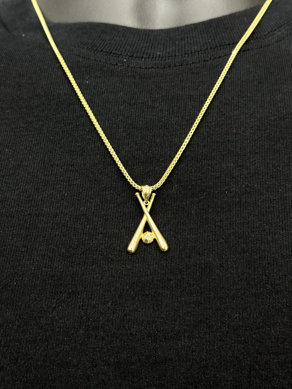 10K Yellow Gold Baseball Baseball Bat Charm Pendant
