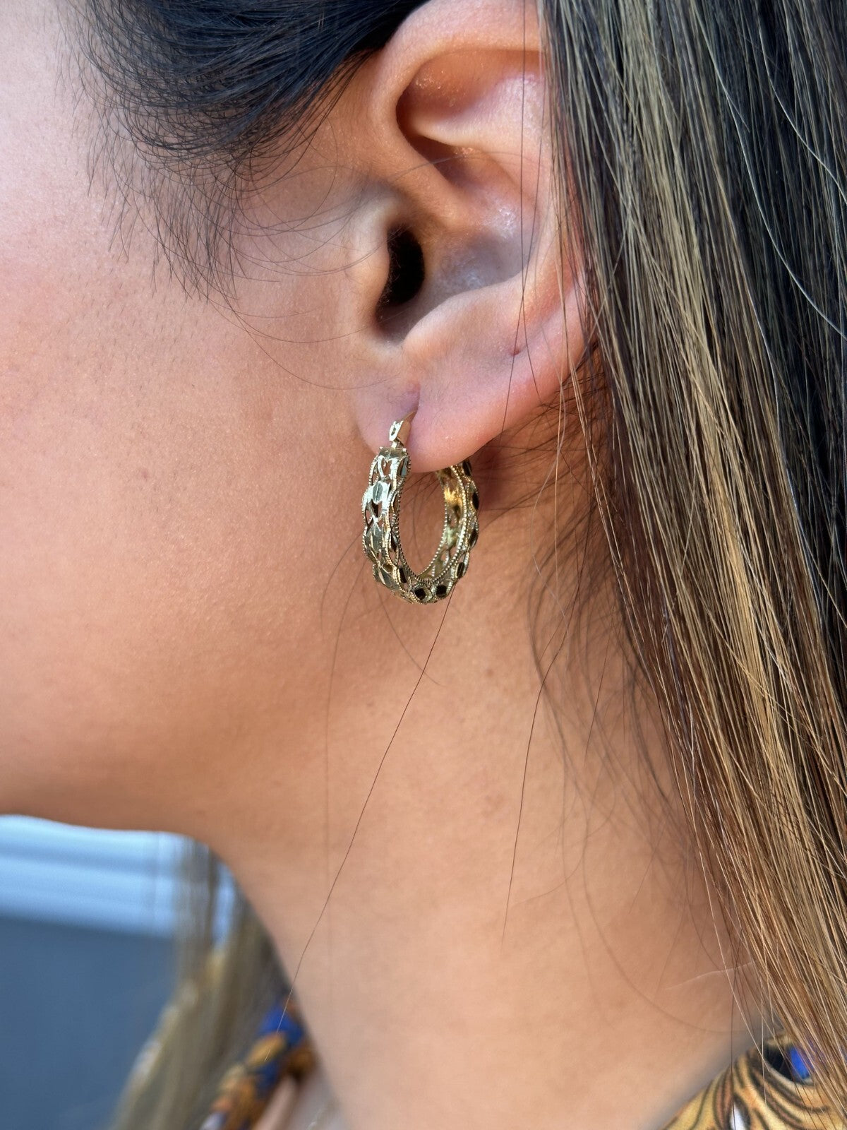 Fancy Turkish Earrings for Woman 10k Yellow Gold
