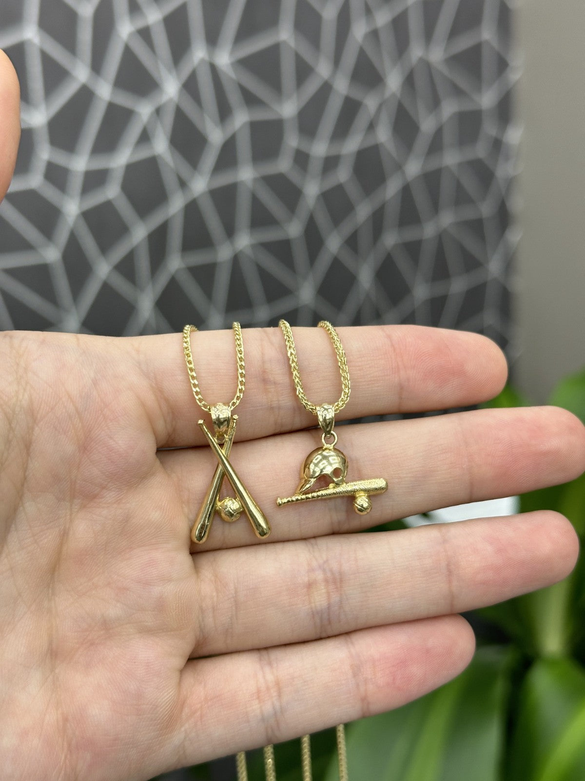 10K Yellow Gold Baseball Baseball Bat Charm Pendant