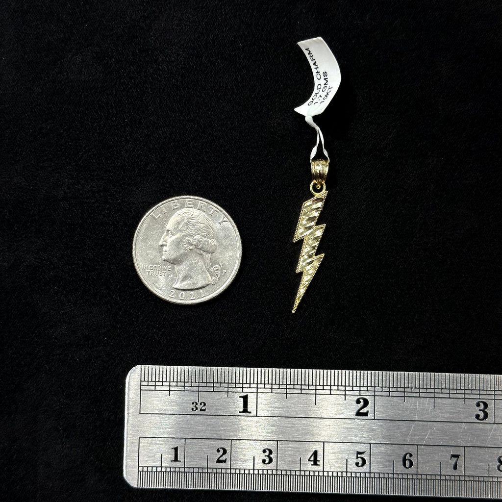 Gold Lightning Storm Charm 10k Real Yellow Gold Polish