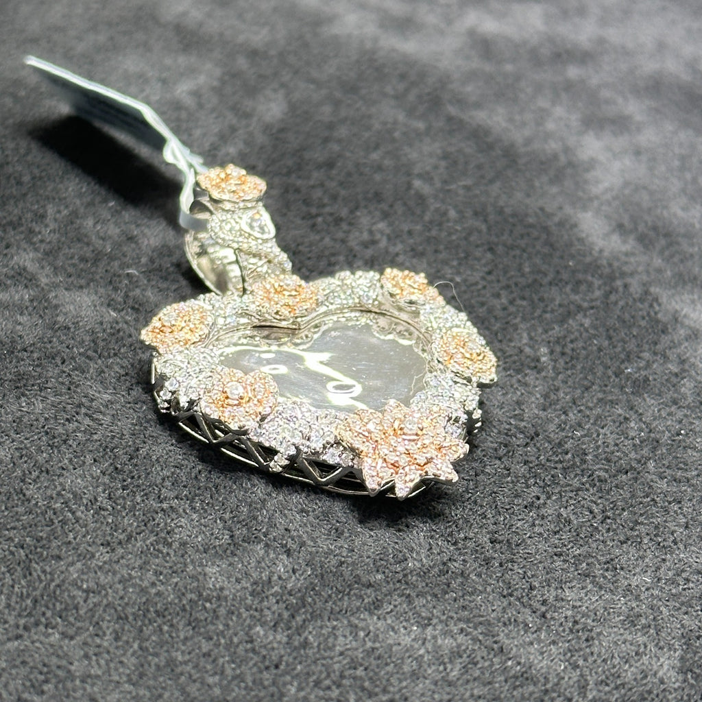 Heart with Flowers Moissanite 2.75CTW with 925 Silver Rose Gold Plated