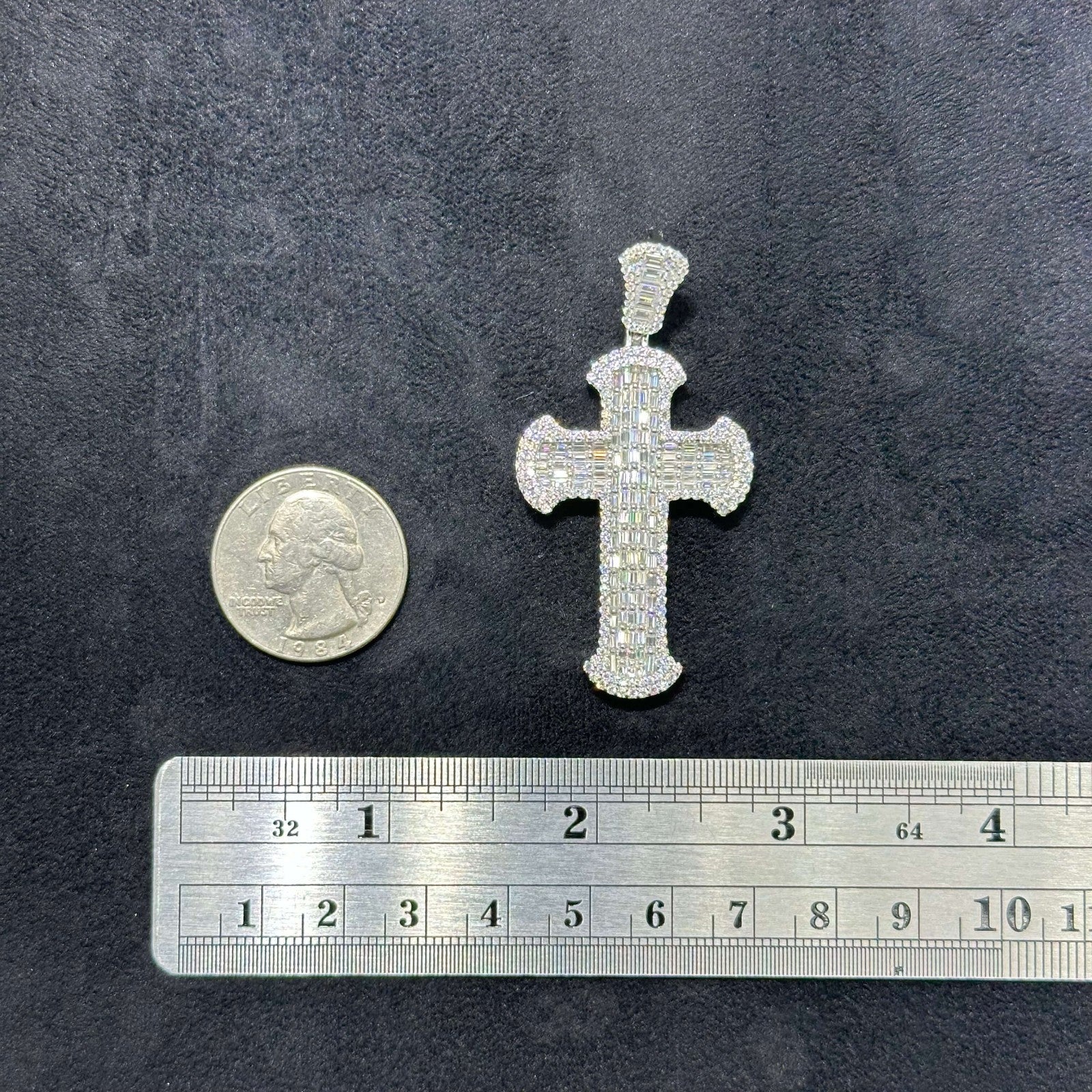 4.21 Ct Round Cut Natural Moissanite Men's Cross Pendant in 925 Sterling Silver