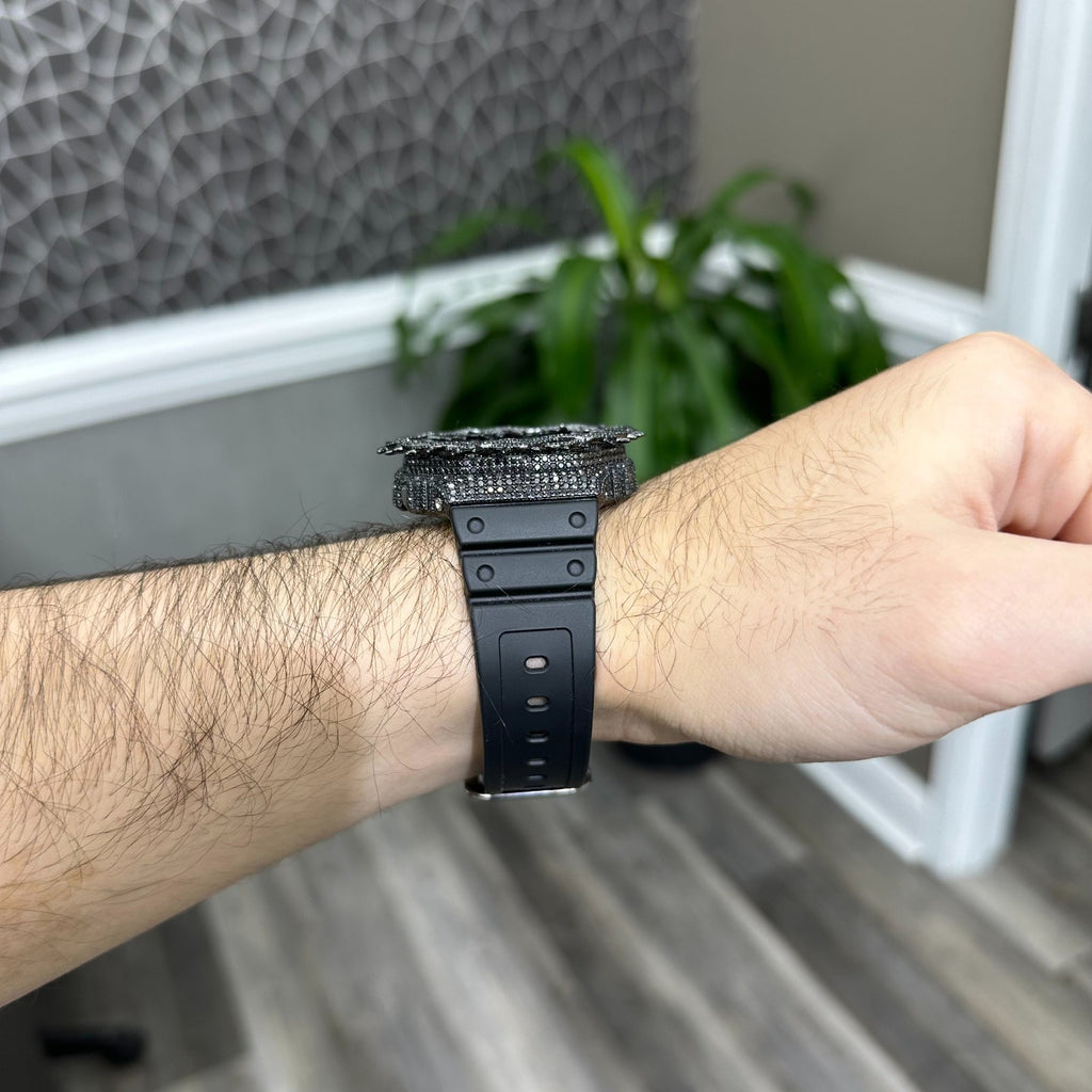 Black Moissanite Watch Man with Thorn Lab Diamonds