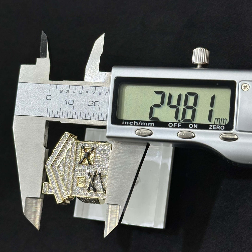 Trap House Ring Natural Diamond 1.30 ct with 10k Yellow Gold Man ALL Sizes