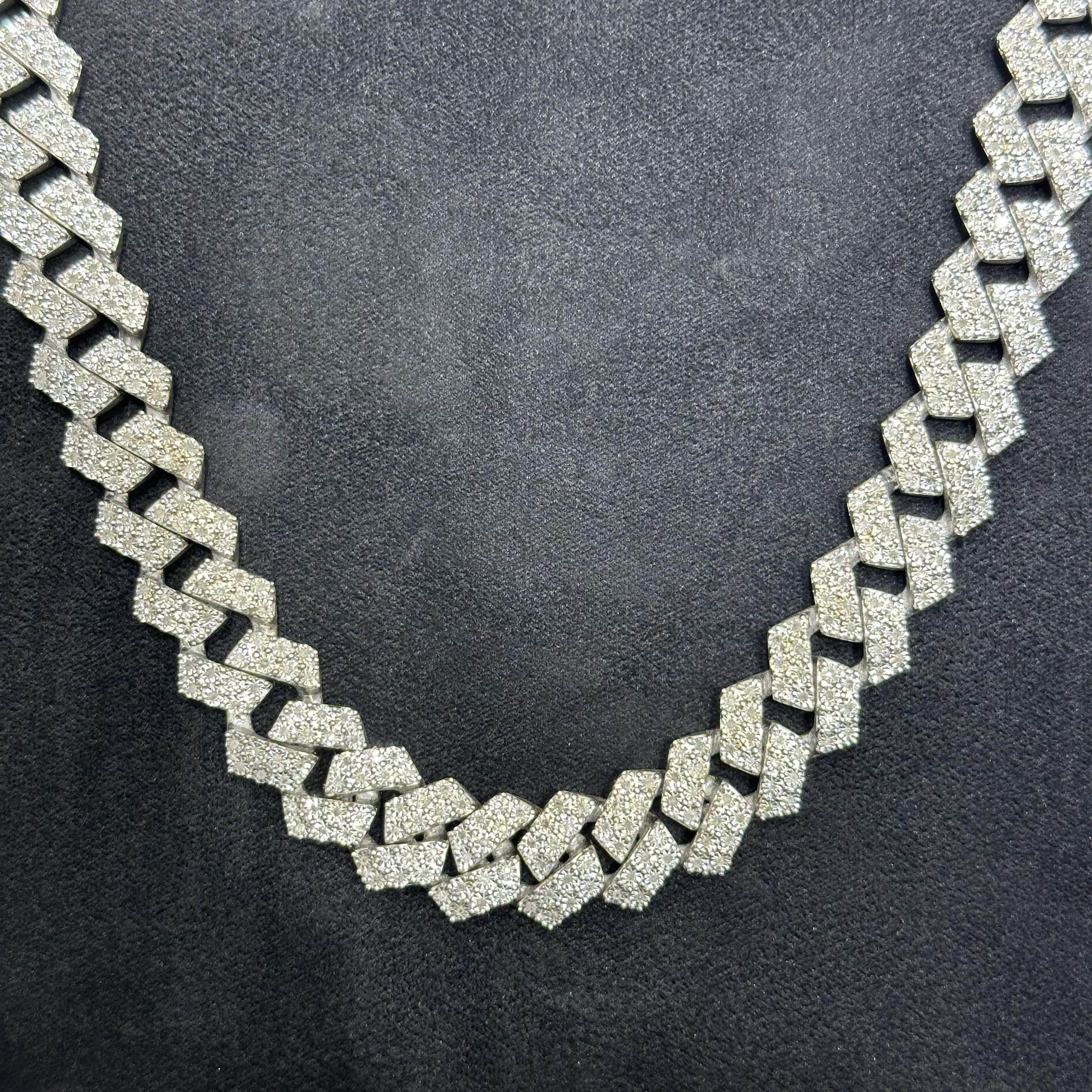 Natural Diamonds 4.05 CTW Heavyweight Cuban Chain with 925 Sterling Silver