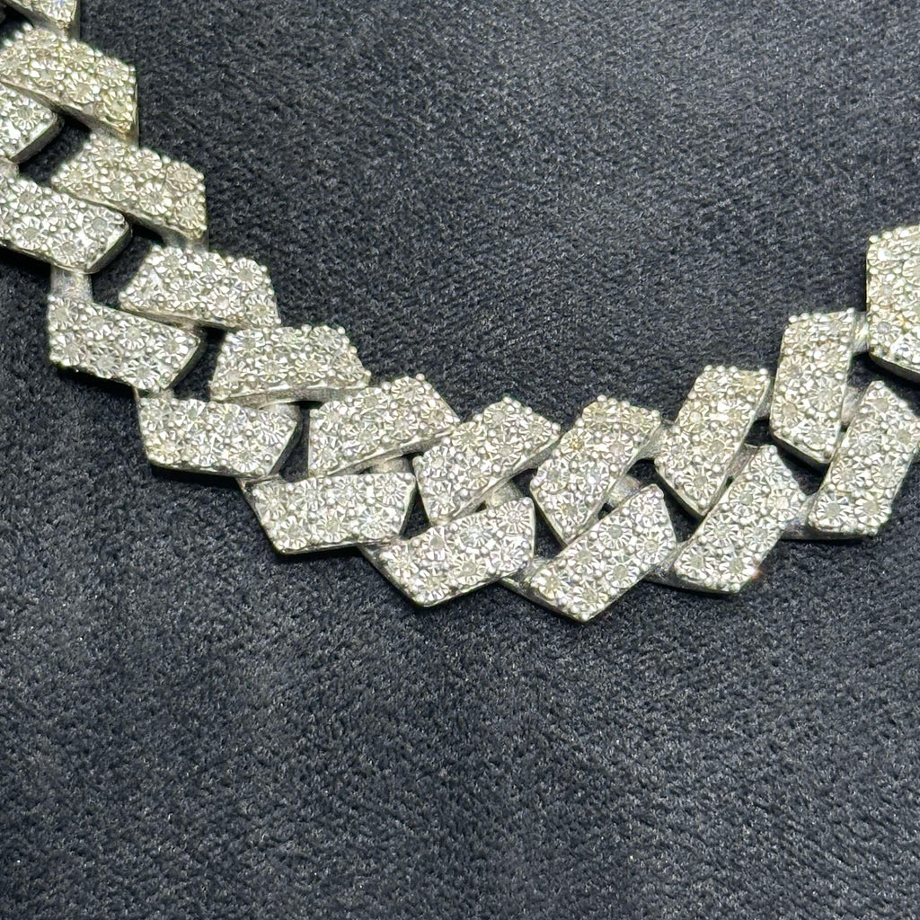 Natural Diamonds 4.05 CTW Heavyweight Cuban Chain with 925 Sterling Silver