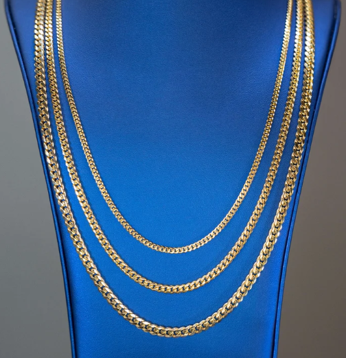10k Gold Solid Heavy Miami Cuban with custom Lock 2.5-5 mm 18" 20" 22" 24"